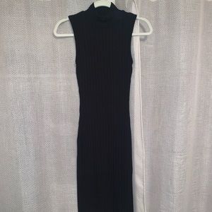 Black midi ribbed dress